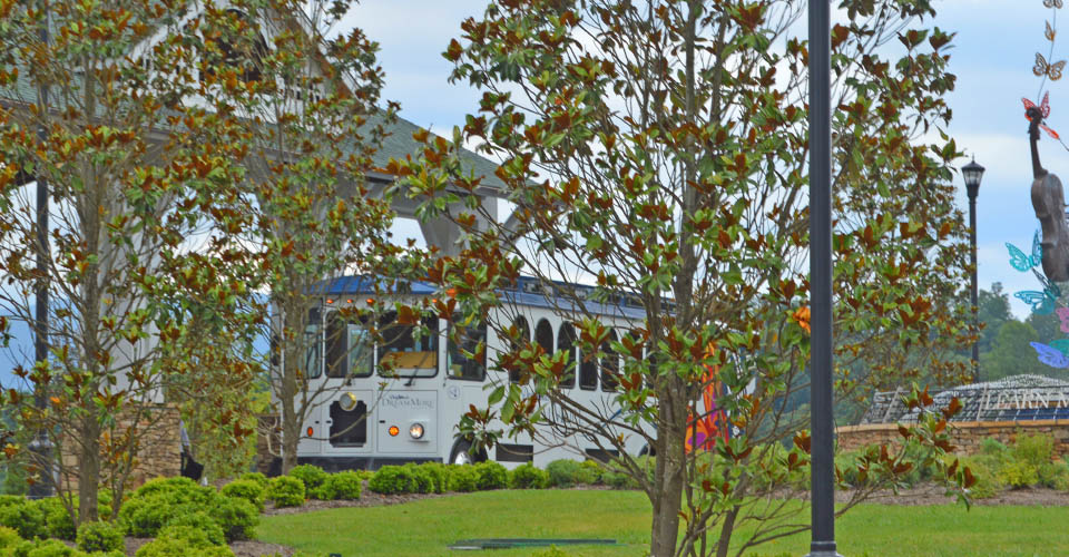 Shuttle in front of the DreamMore Resort in Pigeon Forge 960