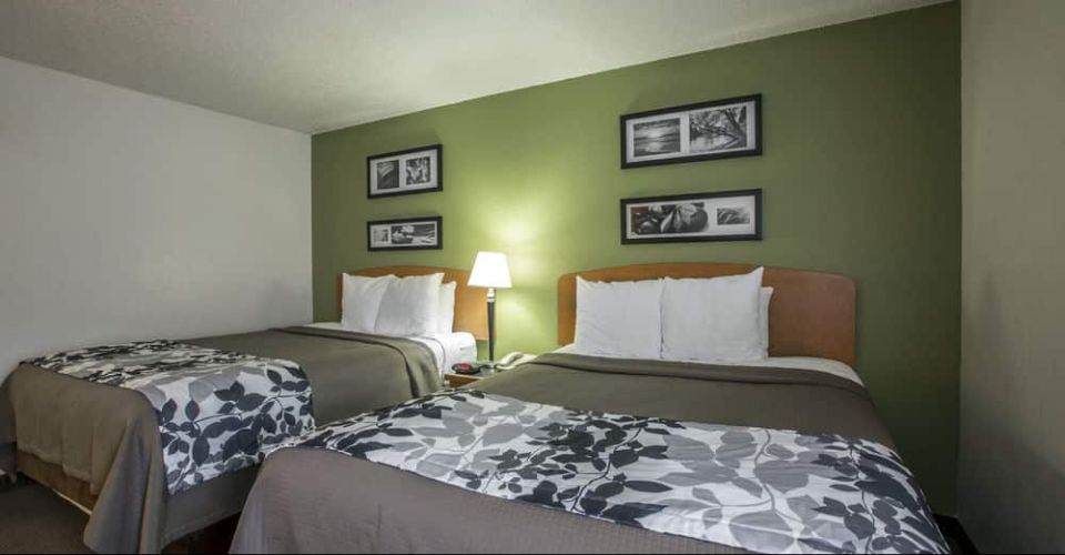 View of the Standard Double Queen Bedroom at the Sleep Inn and Suites in Gatlinburg