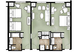 Floorplan of the DreamMore Resort 2 Bedroom Suite