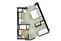 Floorplan of the DreamMore Resort King Room with Bunk Bed