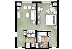 Floorplan of the DreamMore Resort Reunion King Suite