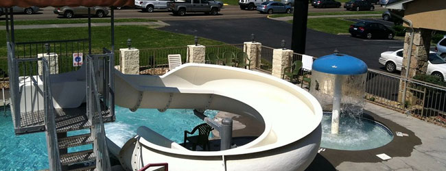 View of the Pool with Water Slide at the Econo Lodge in Pigeon Forge on the Parkway