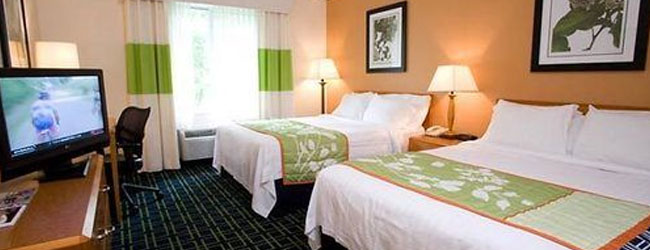 View of the Double Queen Standard Room at the Fairfield Inn Gatlinburg North Hotel wide