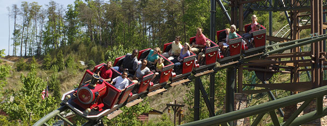 Take a look at the families enjoying the youth roller coaster FireChaser Express in Dollywood wide