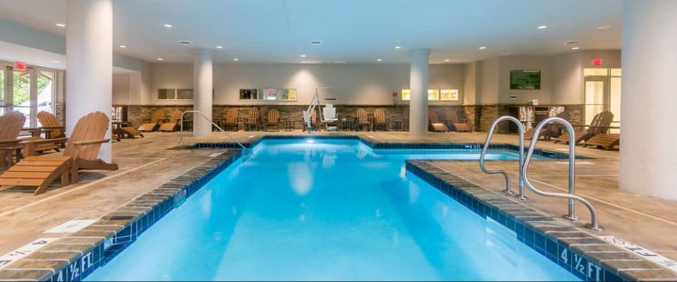 View of the Indoor Heated Pool long ways at the Holiday Inn Express Gatlinburg Downtown 960