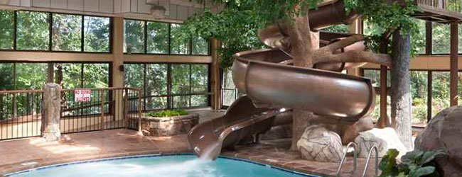 View of one of the water slides at the Park Vista in Gatlinburg Indoor Pool wide