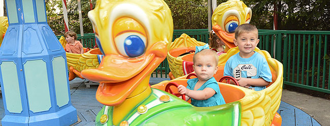 The Lucky Ducky with kids having fun at Dollywood wide