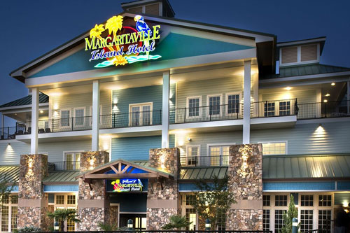 Front of the Margaritaville Hotel at The Island in Pigeon Forge Tn