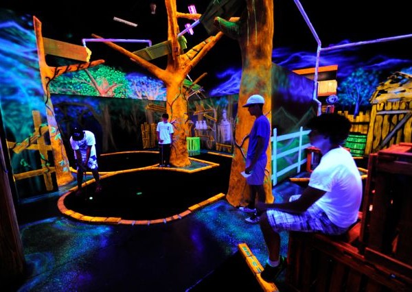 Inside Mini-Golf course with Black Light and many glow in the dark features