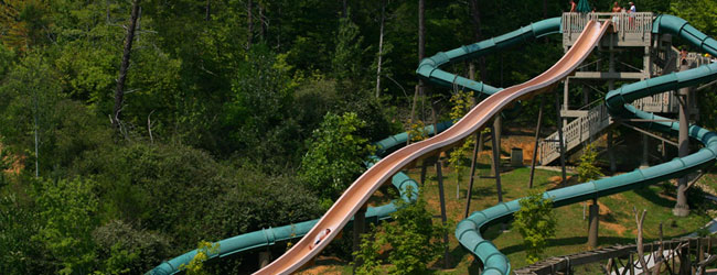 Take a look at the 3 different Water Slides that make up Mountain Scream at Dollywood Splash Country in Pigeon Forge Tn wide