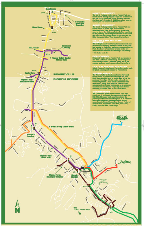Full Downloadable PDF of the Pigeon Forge Trolley Map