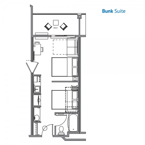 Floorplan of the Bunk Suite at the River Lodge Wilderness at the Smokies Resort
