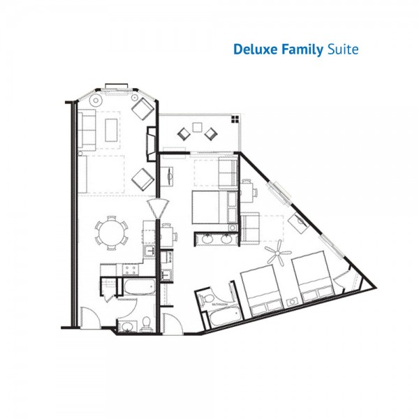 Floorplan of the Deluxe Family Suite at the River Lodge