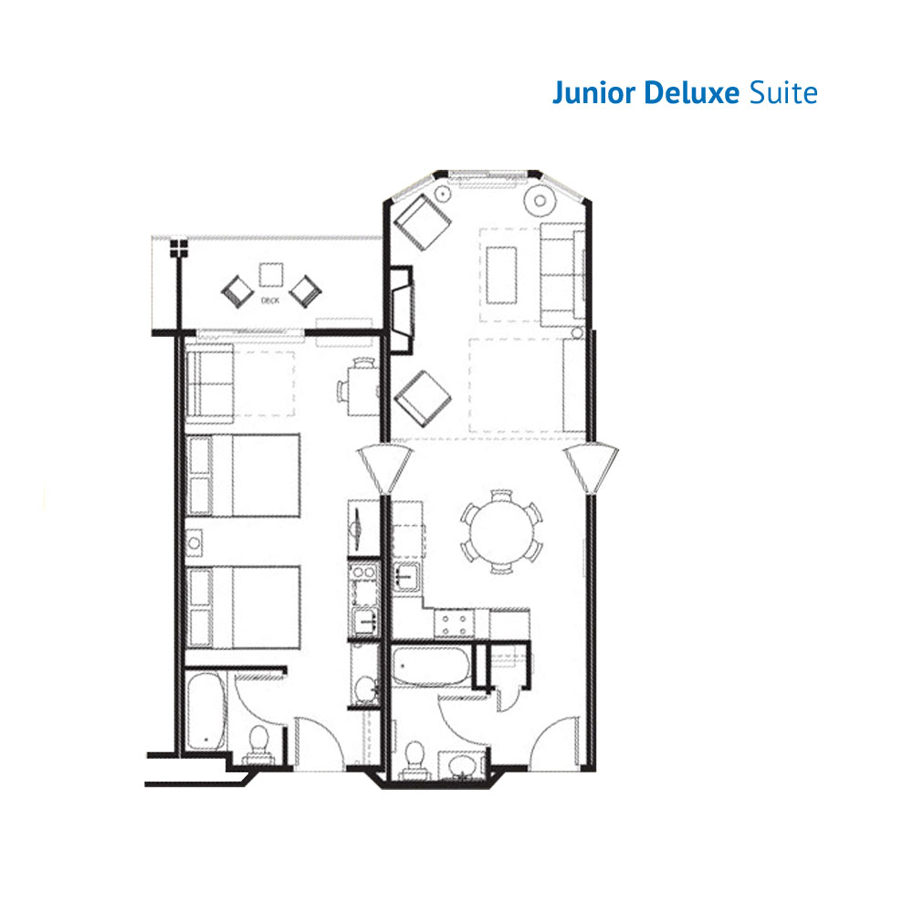 Floorplan of the Junior Deluxe Suite at the Wilderness at the Smokies Resort River Lodge