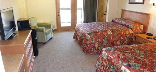 View of the Double Queen Room at the Spirit of the Smokies Lodge in Pigeon Forge Tn