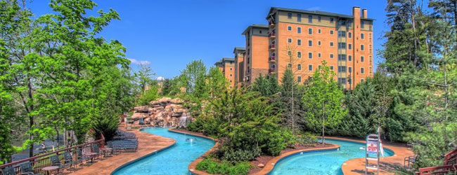 View of the Lazy River at the Riverstone Resort in Pigeon Forge Wide
