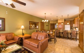 View of the Living. Dining and Kitchen area in a condo at the Westgate Smokey Mountain Resort