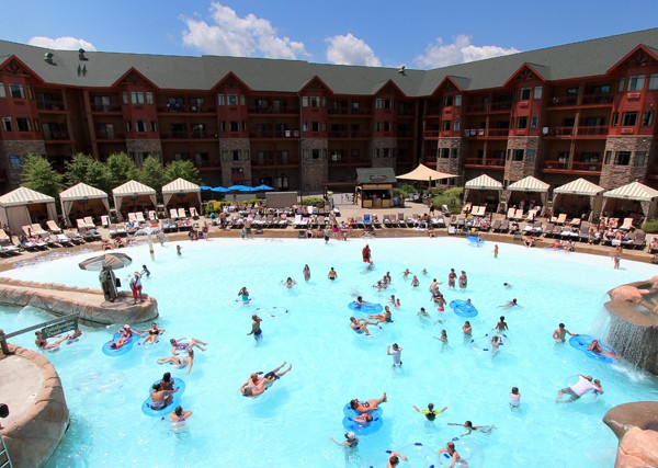 View of the full Wave Pool at the Outdoor Wilderness at the Smokies Lodge
