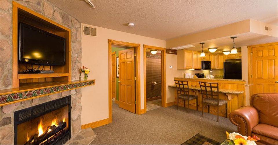 View of a 1 bedroom villa full kitchen at the Westgate Smoky Mountain Resort in Gatlinburg Tn
