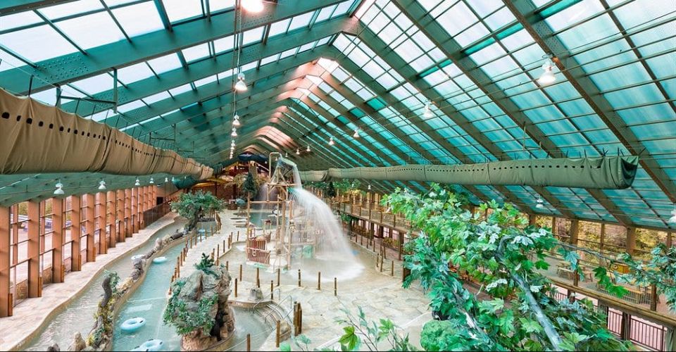 View of the indoor lazy river and kids splash park at the Westgate Smoky Mountian Resort in Gatlinburg 960