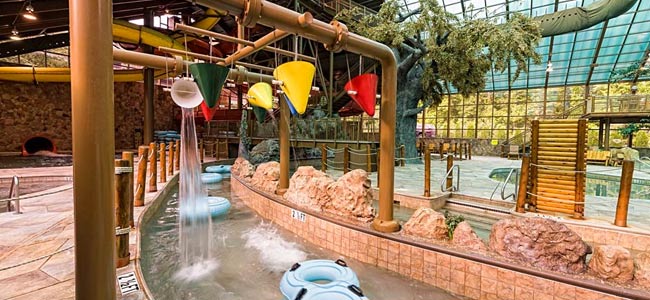 Wild Bear Falls Indoor Water Park with large lazy river and Water Slides