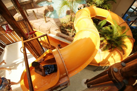 Kids enclosed water slide at the Indoor Water Park Wilderness at the Smokies