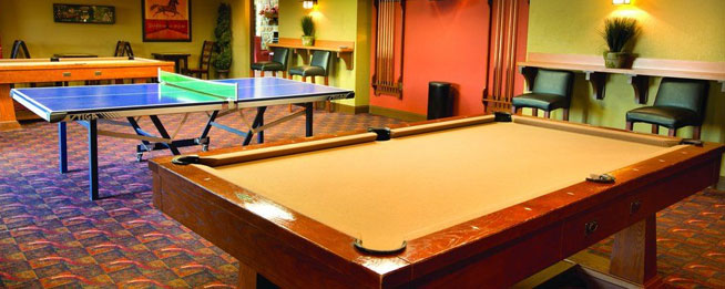 View of Game Room with Pool and Ping Pong Tables at the Wyndham Smoky Mountains in Sevierville Tn