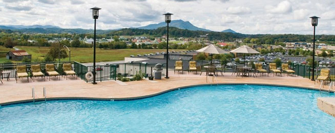 Wyndham Smoky Mountains Outdoor Large Pool overlooking the Smoky Mountains wide