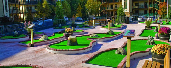 View of one of the 9 hole putt putt golf courses at the Wyndham Smoky Mountains wide